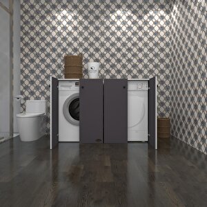 Çamaşır&kurutma&bulaşık Makinesi Dolabı Tatyanakare Gri 90*140*60 Kapaklı Arkalıksız