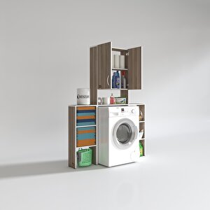 Çamaşır Makinesi Dolabı Avdotyamaks Cordoba 180x096x30 Banyo Kapaklı Arkalıksız Raflı