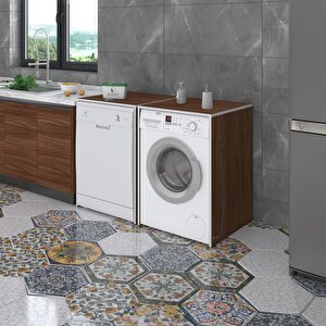 Çamaşır&kurutma&bulaşık Makinesi Dolabı Naumkare Ceviz 90x40x60 Kapaksız Arkalıksız