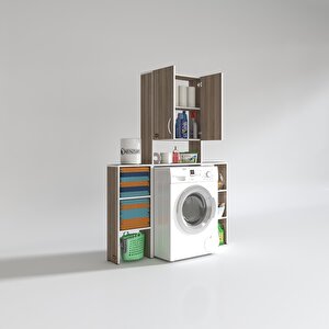 Çamaşır Makinesi Dolabı Veronikamaks Crd 180*096*20 Banyo Kapaklı Arkalıksız Raflı