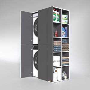 Çamaşır-kurutma Makinesi Dolabı Kapaklı Fedyenka Gri 180*090*60 Banyo Arkalıksız