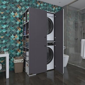 Kenzlife Çamaşır-kurutma Makinesi Dolabı Kapaklı Fedyenka Gri 180*090*60 Banyo Arkalıksız