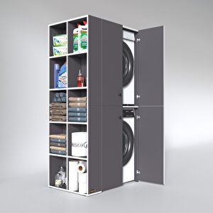 Kenzlife Çamaşır-kurutma Makinesi Dolabı Kapaklı Fedyenka Gri 180*090*60 Banyo Arkalıksız