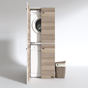 Çamaşır-bulaşık Makinesi Dolabı Kapaklı Roksana Crd 180*70*60 Banyo Çift Katlı Arkalıksız