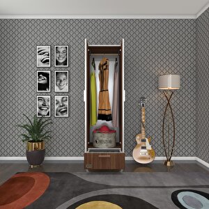 Gardırop 2 Kapaklı Kapılı Çekmeceli Şebboy 168*50*42 Cvz Ayaklı Gardolap Dolap