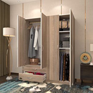 Gardırop 4 Kapaklı Kapılı 2 Çekmeceli Orkide Crd 180*120*42 Gardolap Dolap