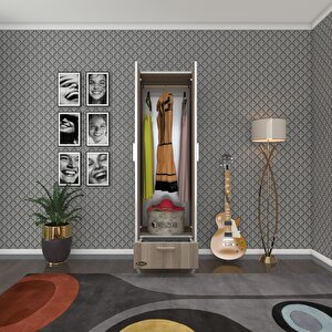 Gardırop 2 Kapaklı Kapılı Çekmeceli Şebboy 168*50*42 Crd Ayaklı Gardolap Dolap