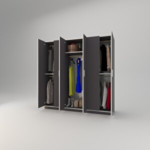 Gardırop 6 Kapaklı Kapılı Anemon 180*180*42 Gri Gardolap Dolap