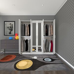Gardırop 6 Kapaklı Kapılı Anemon 180*180*42 Byz Aynalı Gardolap Dolap