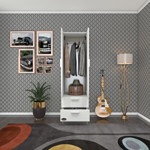 Gardırop 2 Kapaklı Kapılı 2 Çekmeceli Kamelya 168*50*42 Byz Ayaklı Gardolap Dolap