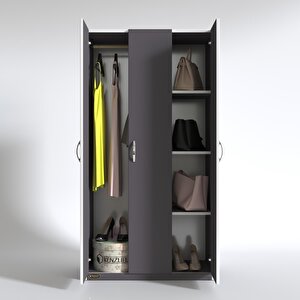 Kenzlife Gardırop 3 Kapılı Ballıbaba 180x120x52 Gri Xlarge Kapaklı Gardolap Dolap