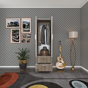 Gardırop 2 Kapaklı Kapılı 2 Çekmeceli Kamelya 168*50*42 Crd Ayaklı Gardolap Dolap