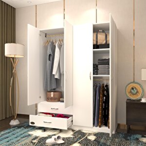 Gardırop 4 Kapaklı Kapılı 2 Çekmeceli Orkide Byz 180*120*42 Gardolap Dolap