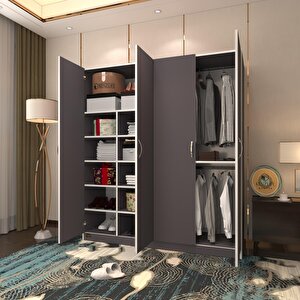 Gardırop 4 Kapılı Kaktüs 180*160*52 Gri Xlarge Kapaklı Gardolap Dolap