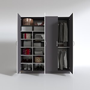 Gardırop 4 Kapılı Kaktüs 180*160*52 Gri Xlarge Kapaklı Gardolap Dolap