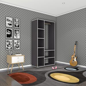 Giysi Dolabı Hüsamettin 180*090*40 Gri Gardırop