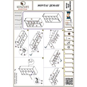 Kenzlife Giysi Dolabı Hüsamettin 180*090*40 Gri Gardırop