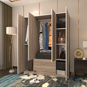 Gardırop 4 Kapılı 2 Çekmeceli Deligül 180*160*52 Crd Xlarge Kapaklı Gardolap Dolap
