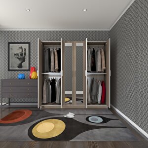 Gardırop 6 Kapaklı Kapılı Anemon 180*180*42 Crd Aynalı Gardolap Dolap