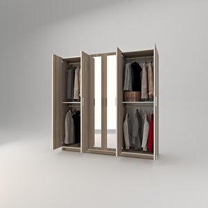 Gardırop 6 Kapaklı Kapılı Anemon 180*180*42 Crd Aynalı Gardolap Dolap