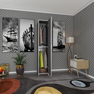 Gardırop Öğrenci Dolabı Tek Kapılı Günebakan Gri 180*35*42 Gri Gardolap Dolap Ofis