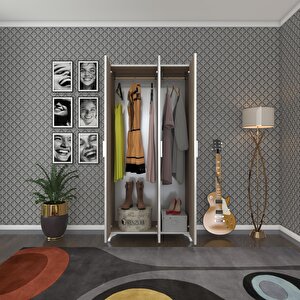 Gardırop 3 Kapaklı Kapılı Menekşe 168*80*42 Crd Ayaklı Gardolap Dolap