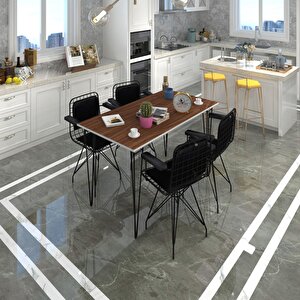 Knsz Masa Sandalye Takımı Hem75mazlum Cvzsyh 130*070 Klçsm 4 Sandalye Syhsyh Kolçaklı Sırt Minderli