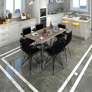Knsz Masa Sandalye Takımı Hem75mazlum Crdsyh 130*070 Klçsm 6 Sandalye Syhsyh Kolçaklı Sırt Minderli