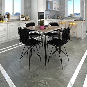 Knsz Masa Sandalye Takımı Hem75mazlum Crdsyh 080*080 Klçsm 4 Sandalye Syhsyh Kolçaklı Sırt Minderli