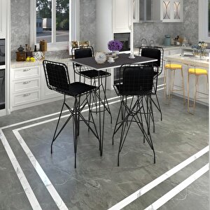 Knsz Masa Sandalye Takımı Hem105zengin Grisyh 100*070 4 Sandalye Syhsyh Sırt Minderli