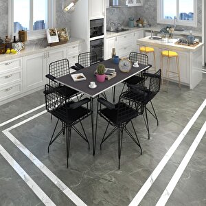 Knsz Masa Sandalye Takımı Hem75mazlum Grisyh 130*090 Klç 6 Sandalye Syhsyh Kolçaklı