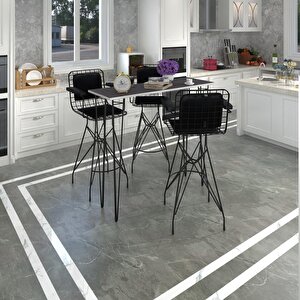 Knsz Masa Sandalye Takımı Hem105zengin Grisyh 140*040 3 Sandalye Syhsyh Kolçaklı Sırt Minderli