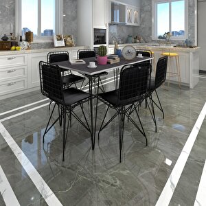 Knsz Masa Sandalye Takımı Hem75mazlum Grisyh 130*090 Sm 6 Sandalye Syhsyh Sırt Minderli