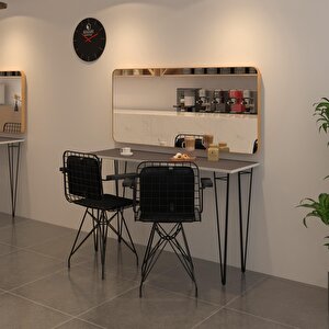 Knsz Masa Sandalye Takımı Hem75mazlum Grisyh 100x40 Klçsm 2 Sandalye Syhsyh Kolçaklı Sırt Minderli