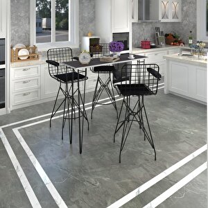 Knsz Masa Sandalye Takımı Hem105zengin Grisyh 120*040 3 Sandalye Syhsyh Kolçaklı