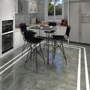 Knsz Masa Sandalye Takımı Hem105zengin Grisyh 080*080 4 Sandalye Syhsyh Sırt Minderli