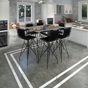 Knsz Masa Sandalye Takımı Hem105zengin Crdsyh 130*070 6 Sandalye Syhsyh Kolçaklı Sırt Minderli