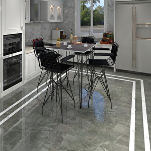 Knsz Masa Sandalye Takımı Hem105zengin Grisyh 080*080 4 Sandalye Syhsyh Kolçaklı Sırt Minderli
