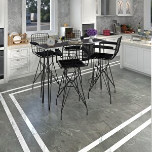 Knsz Masa Sandalye Takımı Hem105zengin Grisyh 140*040 4 Sandalye Syhsyh Kolçaklı
