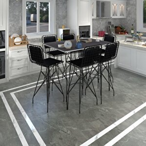 Knsz Masa Sandalye Takımı Hem105zengin Grisyh 130*090 6 Sandalye Syhsyh Sırt Minderli