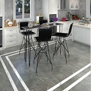 Knsz Masa Sandalye Takımı Hem105zengin Grisyh 140*040 4 Sandalye Syhsyh Sırt Minderli
