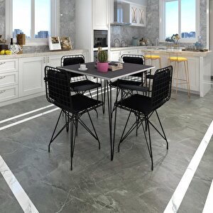 Knsz Masa Sandalye Takımı Hem75mazlum Grisyh 080*080 Klçsm 4 Sandalye Syhsyh Kolçaklı Sırt Minderli