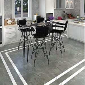 Knsz Masa Sandalye Takımı Hem105zengin Grisyh 140*040 4 Sandalye Syhsyh Kolçaklı Sırt Minderli