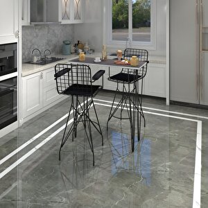 Knsz Masa Sandalye Takımı Hem105zengin Grisyh 100*040 2 Sandalye Syhsyh Kolçaklı