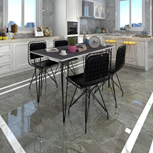Knsz Masa Sandalye Takımı Hem75mazlum Grisyh 130x070 Sm 4 Sandalye Syhsyh Sırt Minderli