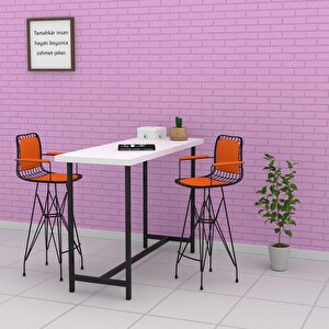 Knsz Kafes Tel Bar Sandalyesi 1 Li Zengin Syhtrn Kolçaklı Sırt Minderli 75 Cm Oturma Yüksekliği Ofis Cafe Bahçe Mutfak