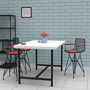 Knsz Ufak Boy Tel Bar Sandalyesi 1 Li Uslu Syhkrm Kolçaklı 55 Cm Oturma Yüksekliği Mutfak Bahçe Cafe Ofis
