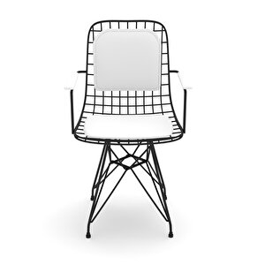 Knsz Kafes Tel Sandalyesi 1 Li Mazlum Syhbeyaz Kolçaklı Sırt Minderli Ofis Cafe Bahçe Mutfak