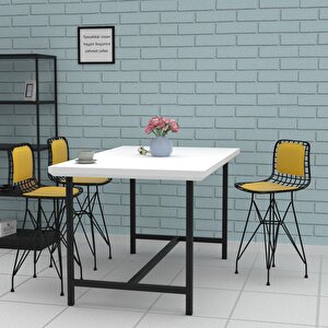 Knsz Ufak Boy Tel Bar Sandalyesi 1 Li Uslu Syhsrı Sırt Minderli 55 Cm Oturma Yüksekliği Mutfak Bahçe Cafe Ofis