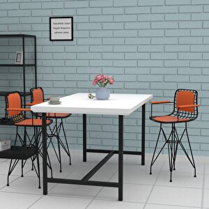 Knsz Ufak Boy Tel Bar Sandalyesi 1 Li Uslu Syhtrn Kolçaklı Sırt Minderli 55 Cm Oturma Yüksekliği Mutfak Bahçe Cafe Ofis